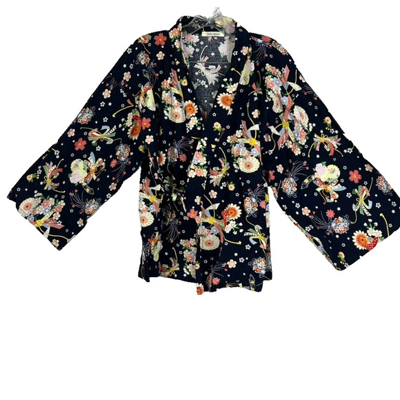 Tutu Anna Women's M-L Floral Print Kimono Robe Pijama Top Lightweight - Picture 1 of 9